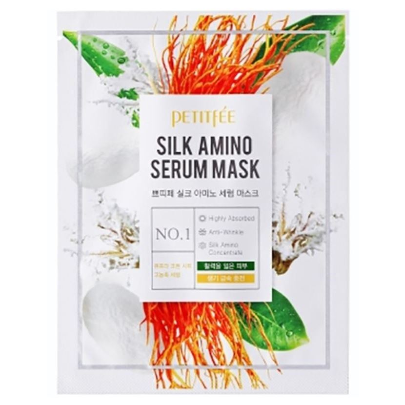 Petitfee Face Care Silk Amino Serum Mask Тканевая маска с аминокислотами шелка