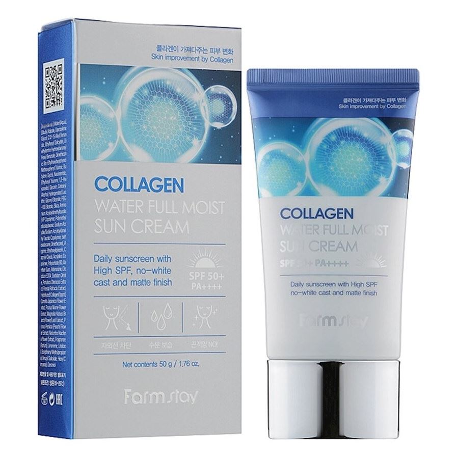 FarmStay Sun Care Collagen Water Full Moist Sun Cream SPF50+ PA++++ Увлажняющий солнцезащитный крем для лица с коллагеном