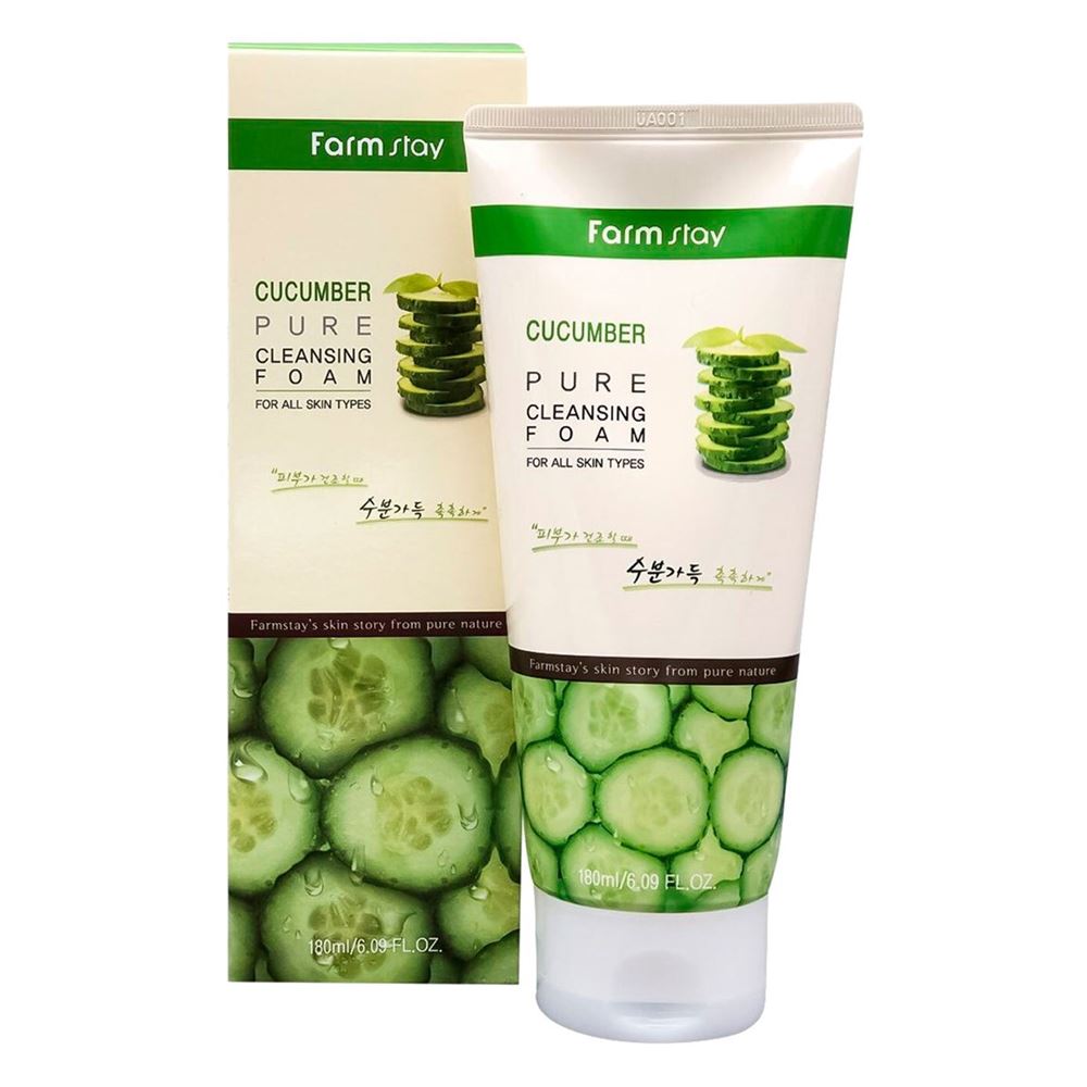 FarmStay Cleansing Cucumber Pure Cleansing Foam Очищающая пенка для чувствительной кожи лица с экстрактом огурца