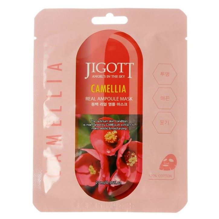 Jigott Skin Care Camellia Real Ampoule Mask Ампульная маска с экстрактом камелии