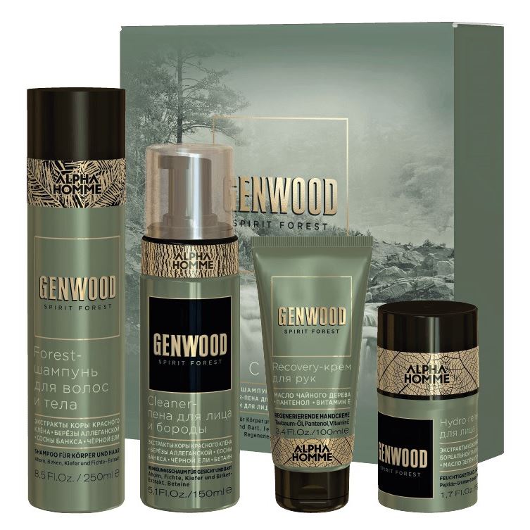 Estel Professional Alpha Homme Genwood Care Set Набор: шампунь, пена для лица и бороды, гель-крем для лица, крем для рук