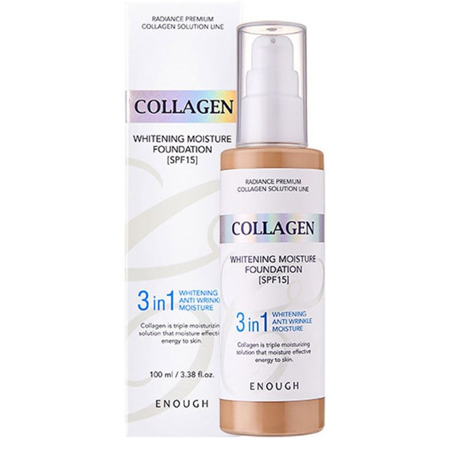 Enough Make Up Collagen 3 In 1 Whitening Moisture Foundation SPF 15 Увлажняющий тональный крем осветляющий с коллагеном 3 в 1 