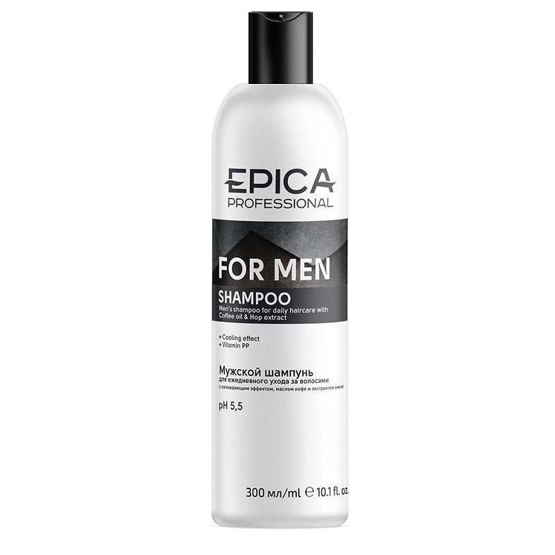 Epica Professional For Men For Men Shampoo Мужской шампунь для ежедневного ухода, с охлаждающим эффектом, с маслом кофе и экстрактом хмеля