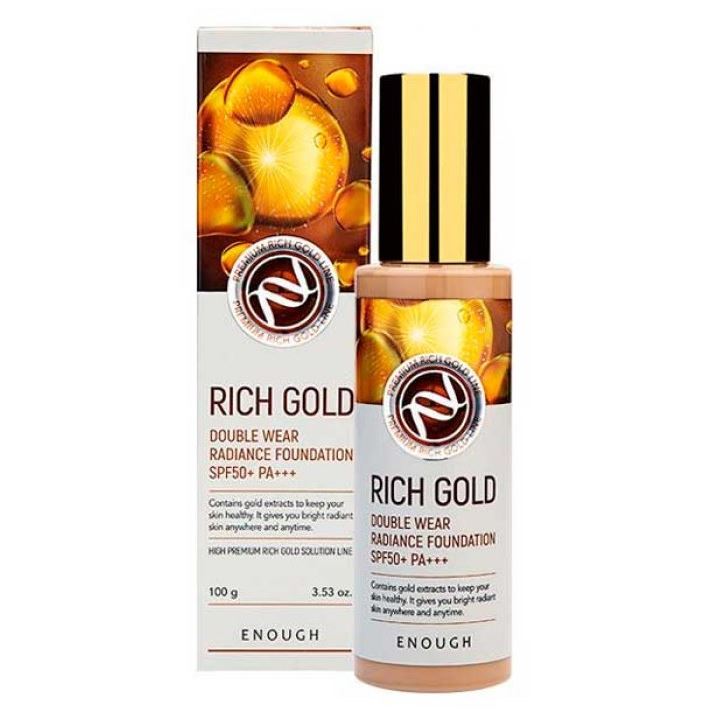 Enough Make Up Rich Gold Double Wear Radiance Foundation SPF50+ PA+++  Основа тональная - Тональный крем с частичками золота 
