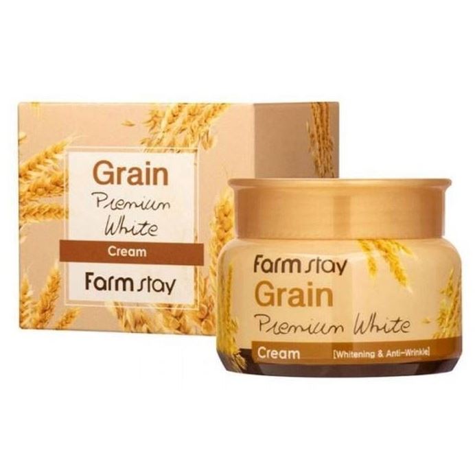 FarmStay Skin Care Grain Premium White Cream Крем осветляющий с маслом ростков пшеницы