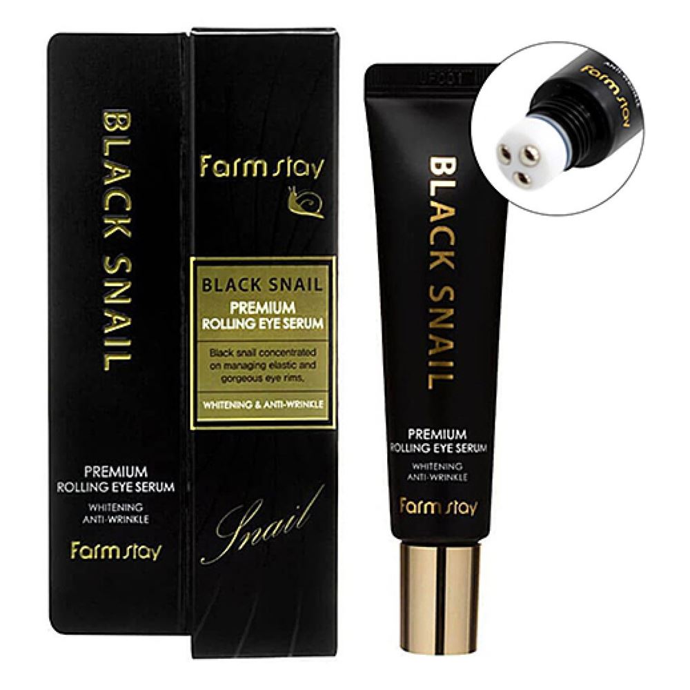 FarmStay Skin Care Black Snail Premium Rolling Eye Serum Сыворотка антивозрастная для кожи вокруг глаз с муцином улитки