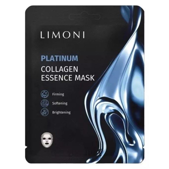 Limoni Masks Platinum Collagen Essence Mask Маска для лица восстанавливающая с коллоидной платиной и коллагеном