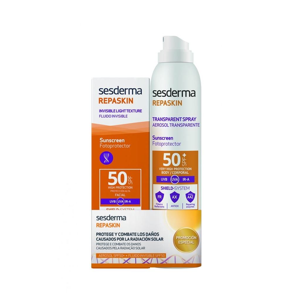 Sesderma Sun Care Repaskin Sunscreen Set Набор промо: Солнцезащитный спрей + Средство солнцезащитное сверхлегкое для лица