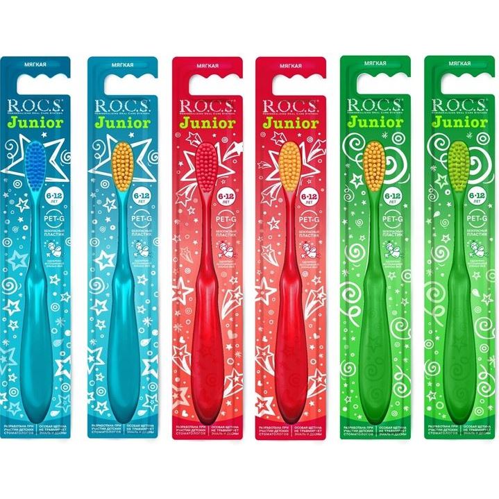 R.O.C.S. Toothbrushes & Dental Floss Junior 6-12 Зубная щетка для детей 6-12 лет, мягкая