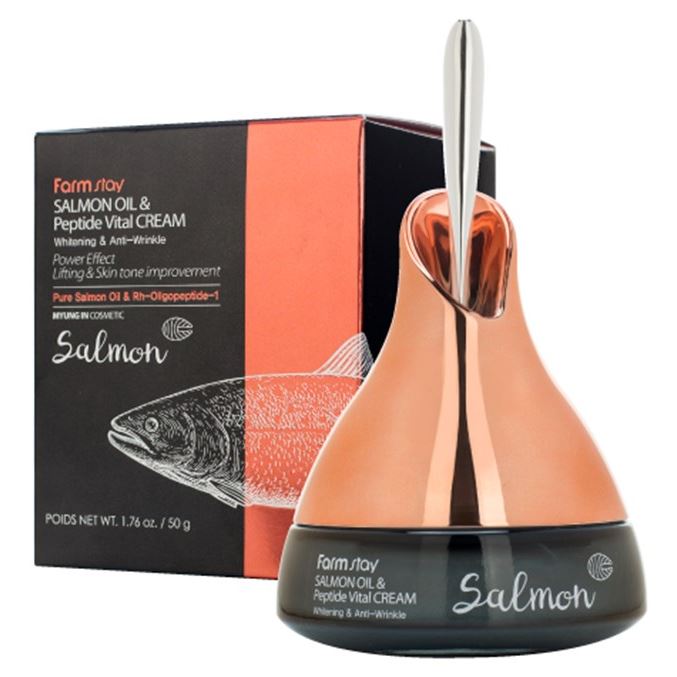 FarmStay Skin Care Salmon Oil & Peptide Vital Cream Крем для лица омолаживающий с маслом лосося и пептидами 