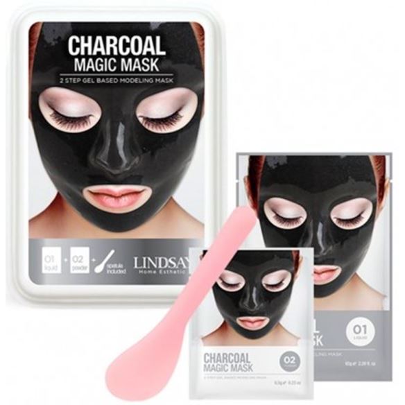 Lindsay Modeling Mask  Charcoal Magic Mask Альгинатная маска для лица с древесным углем (пудра + активатор)