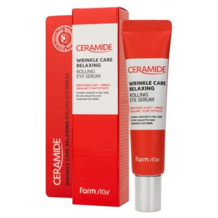 FarmStay Skin Care Ceramide Wrinkle Care Relaxing Rolling Eye Serum Сыворотка для кожи вокруг глаз с керамидами