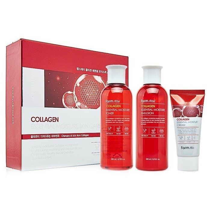 FarmStay Skin Care Collagen Essential Moisture Skin Care 3 Set Набор из 3 средств по уходу за кожей с коллагеном