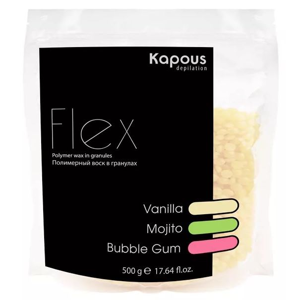 Kapous Professional Depilation Polymer Wax in Granules "Flex" with the aroma of Vanilla Полимерный воск в гранулах с ароматом Ваниль