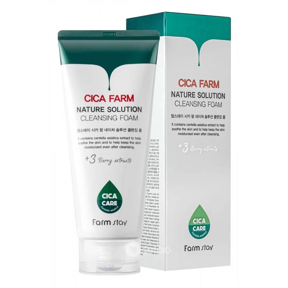 FarmStay Cleansing Cica Farm Nature Solution Cleansing Foam Восстанавливающая очищающая пенка с центеллой азиатской 