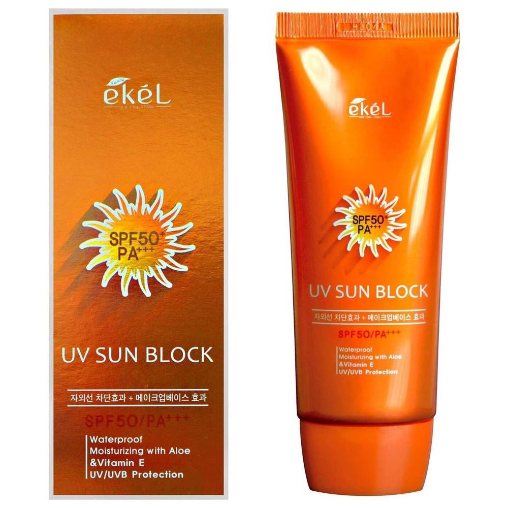 Ekel Sun Care UV Sun Block SPF50 PA+++ Солнцезащитный крем с экстрактом алоэ и витамином Е 