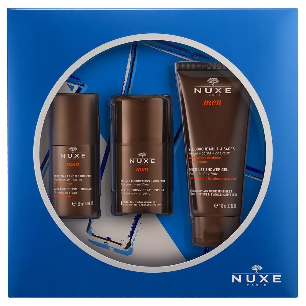 Nuxe Men Care Набор Nuxe Men Набор: увлажняющий гель для лица, дезодорант 24 часа, гель для душа