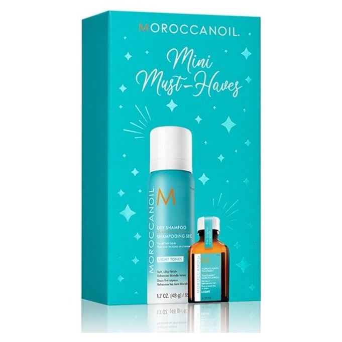 Moroccanoil Extra Volume Stocking Stuffer Set. Light Мини-набор к рождеству: сухой шампунь для светлых волос, восстнавливающее масло