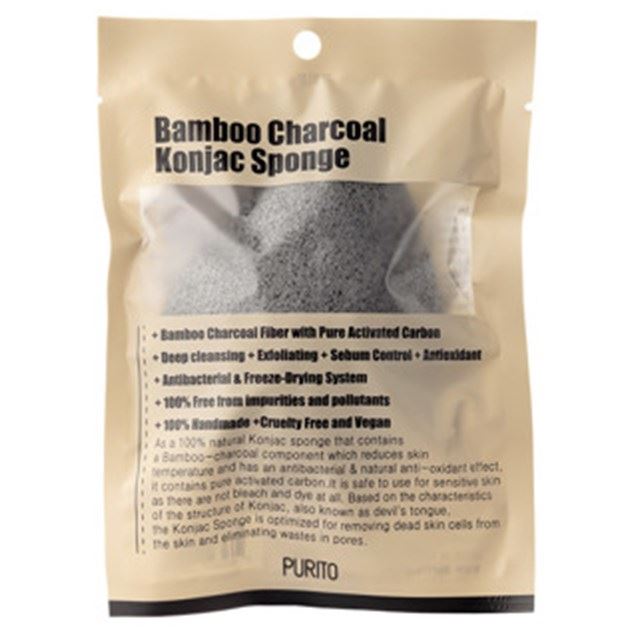 Purito Face Care Bamboo Charcoal Konajc Sponge  Спонж конняку с бамбуковым углем