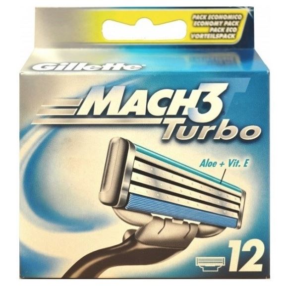 Gillette Бритвенные системы Mach3 Turbo - 12 Сменных Кассет Набор сменных кассет для бритья Mach3 Turbo