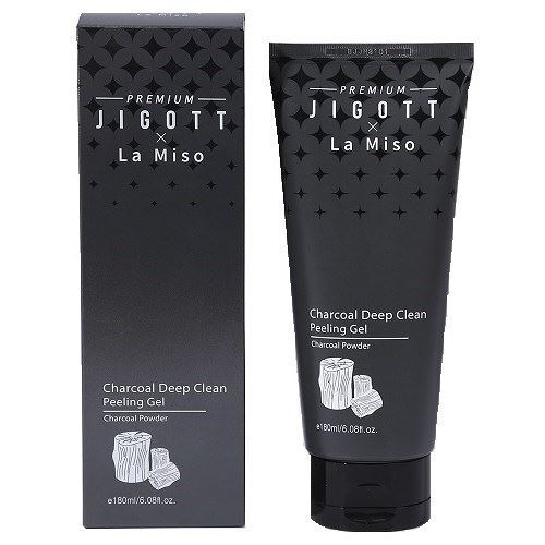 Jigott Cleansing Premium Jigott & La Miso Charcoal Deep Clean Peeling Gel Глубоко очищающий отшелушивающий гель для лица с углем