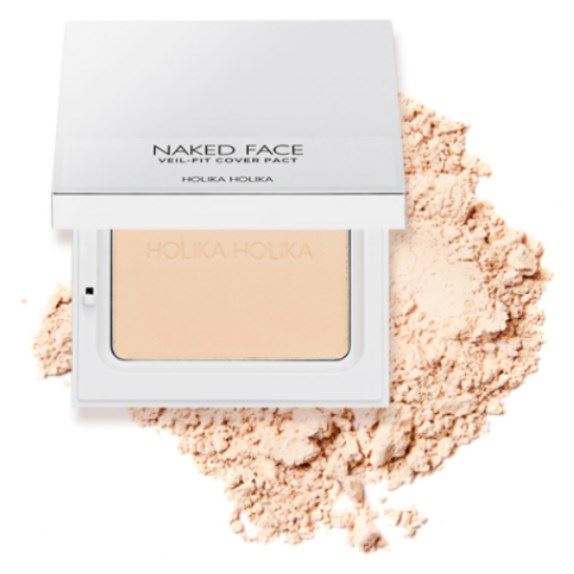 Holika Holika Nail Polish and Care  Naked Face Veil-Fit Cover Pact Компактная пудра для лица