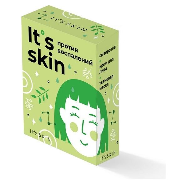 It s Skin Aloe Gift Box «It’s Skin против воспалений» Набор для ухода за кожей: сыворотка, крем для лица, тканевая маска