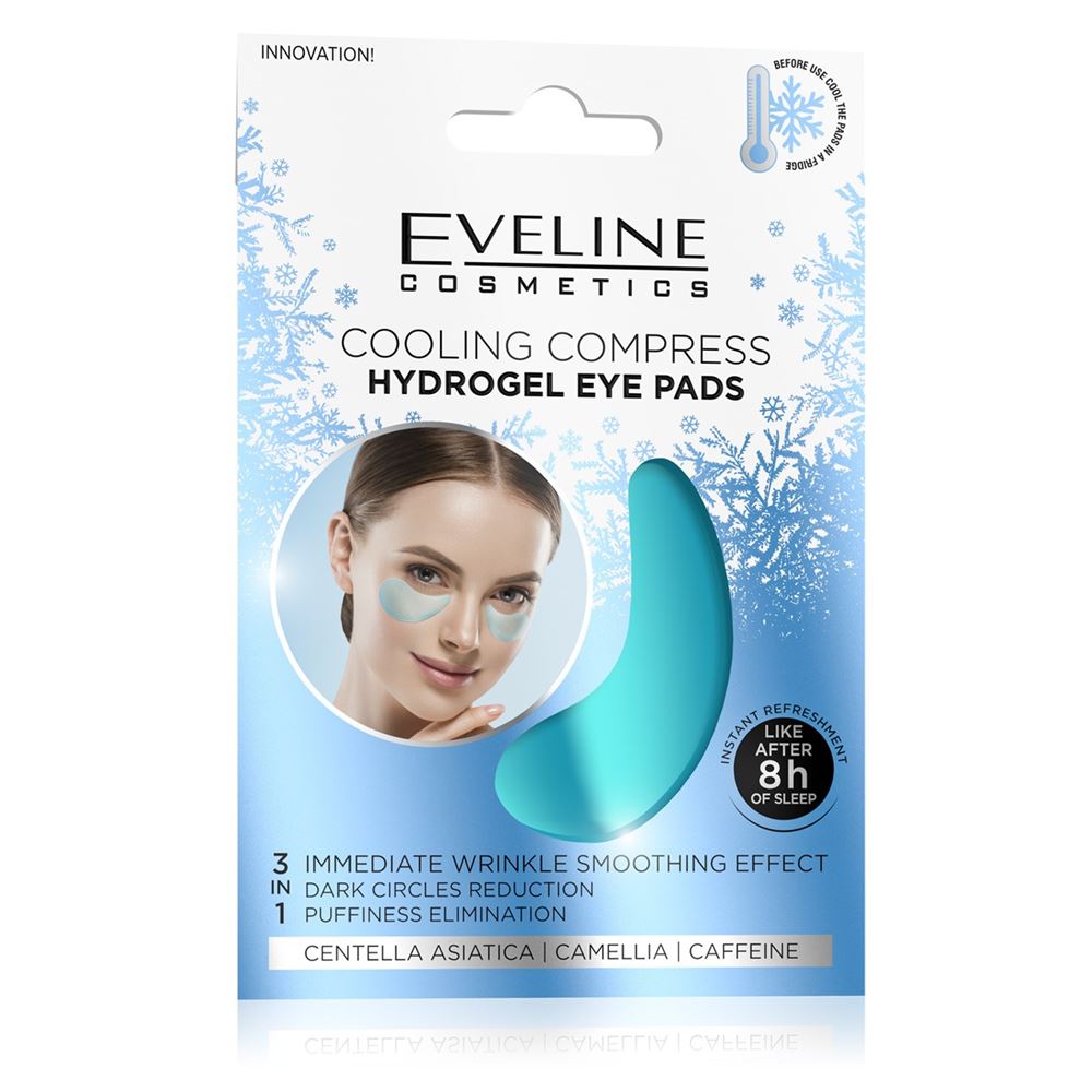 Eveline Face Care Cooling Compress Hydrogel Eye Pads Гидрогелевые патчи Гидрогелевые патчи для кожи вокруг глаз с эффектом сияния
