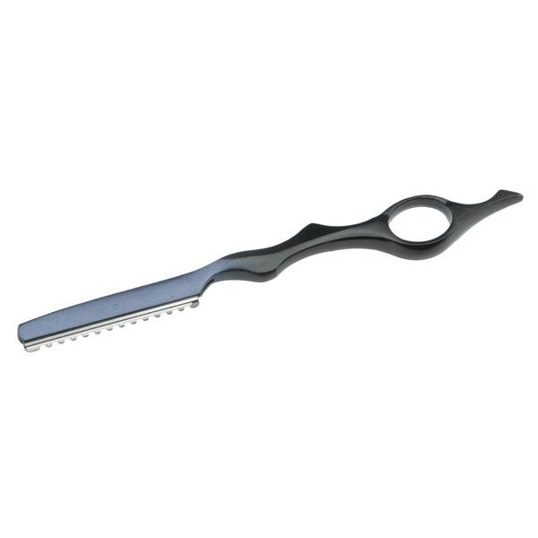Kiepe Professional Accessories 123 Бритва парикмахерская - металлическая ручка и комплект лезвий "Двойная жизнь" Нож-бритва для филировки черный