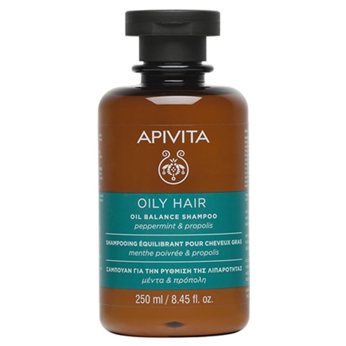 Apivita Hair Care Oil Balance Shampoo Peppermint & Propolis Балансирующий шампунь для жирных волос с Мятой Перечной и Прополисом 