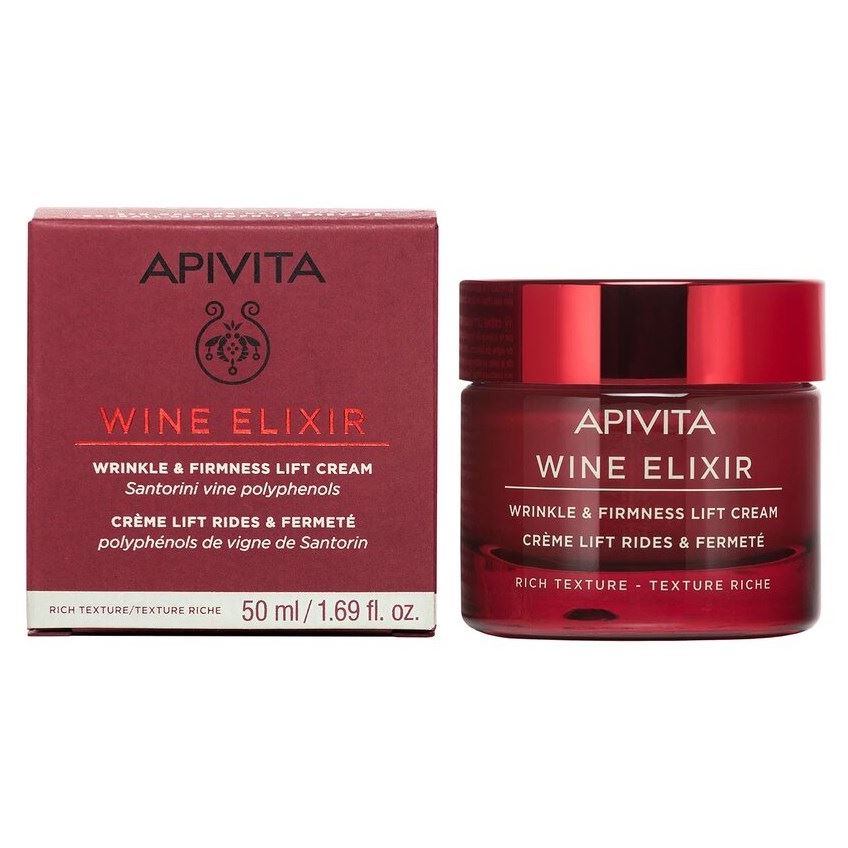 Apivita Wine Elixir Wine Elixir Wrinkle & Firmness Lift Cream Rich Texture Крем-лифтинг для повышения упругости и борьбы с морщинами с насыщенной текстурой