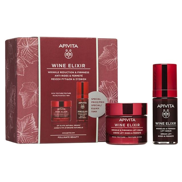 Apivita Wine Elixir Wine Elixir Wrinkle Reduction & Firmness Gift Special Price Rich Texture Набор: крем с насыщенной текстурой, сыворотка