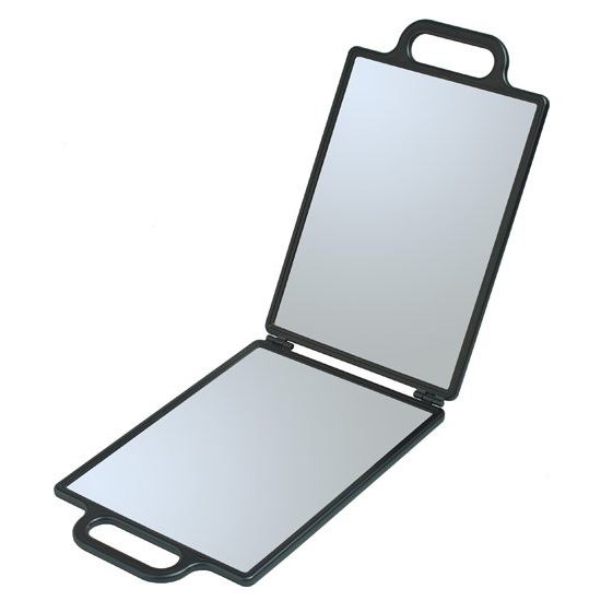 Dewal Professional Аксессуары для окрашивания и стрижки волос NB00035 Зеркало заднего вида складное, с двумя ручками, 23 х 30 см Зеркало заднего вида складное, пластик, черное, с двумя ручками, 23 х 30 см