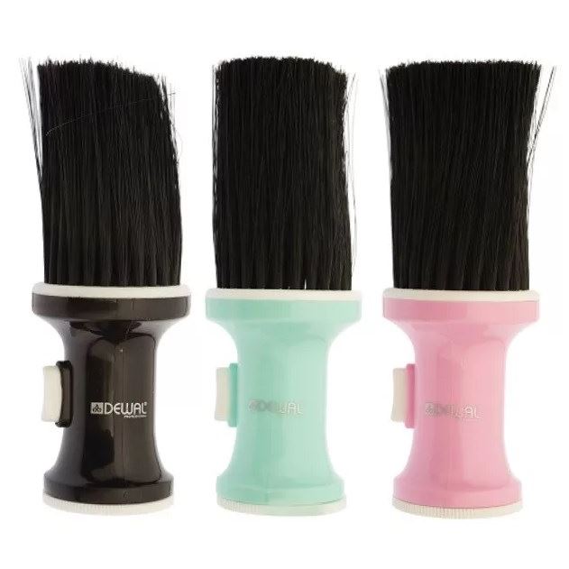 Dewal Professional Аксессуары для окрашивания и стрижки волос NB002 Кисть-сметка настольная, искусственная щетина Кисть-сметка настольная, пластиковая ручка, с ёмкостью для талька, искусственная щетина, цветная