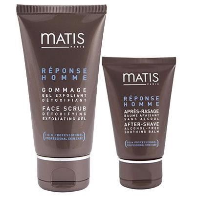 Matis Reponse Homme Kit Reponse Homme Набор Matis: Нежный успокаивающий бальзам после бритья + Отшелушивающий гель для лица улучшающий цвет лица