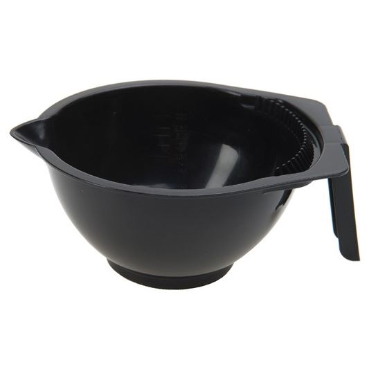 Dewal Professional Аксессуары для окрашивания и стрижки волос T-1265 Чаша для краски с ручкой, носиком и расческой 300 мл Чаша для краски черная, с ручкой, носиком и расческой на бортике, с резинкой на дне, объем 300 мл