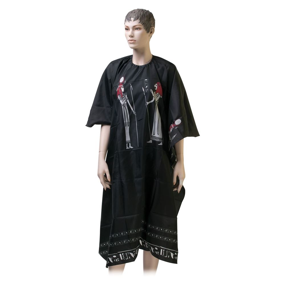 Dewal Professional Аксессуары для окрашивания и стрижки волос AP10A35 Пеньюар для стрижки "Египет", 124х146 см Пеньюар для стрижки "Египет", нейлон, черный, 124х146 см, на крючках