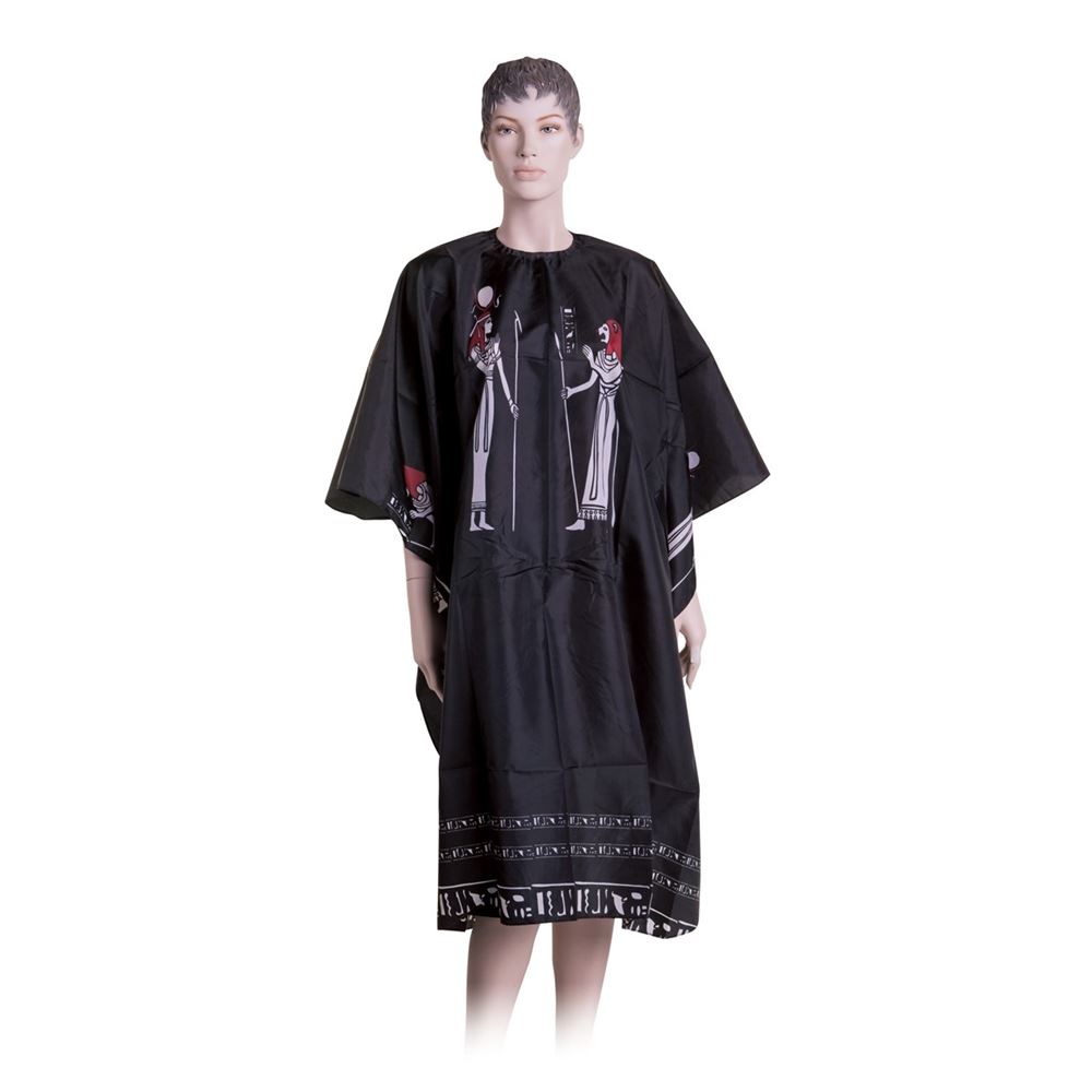 Dewal Professional Аксессуары для окрашивания и стрижки волос AP10A35-D1 Пеньюар для стрижки "Египет", с прорезями для рук, 124х146 см Пеньюар для стрижки "Египет", нейлон, черный, с прорезями для рук, 124х146 см, на крючках