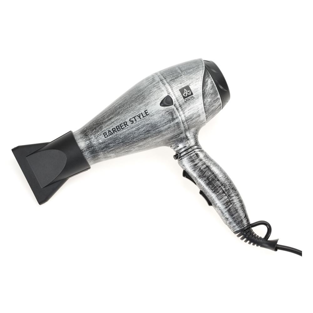 Dewal Professional Фены 03-120 Steel Фен PRO Barber Style 2200 Вт Профессиональный фен для волос, вес 570 г, 2200 Вт, ионизация, 2 насадки, провод 3 м -