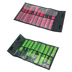 CO-9-RED/CO-9-Light Green Набор расчесок в черном чехле 9 штук