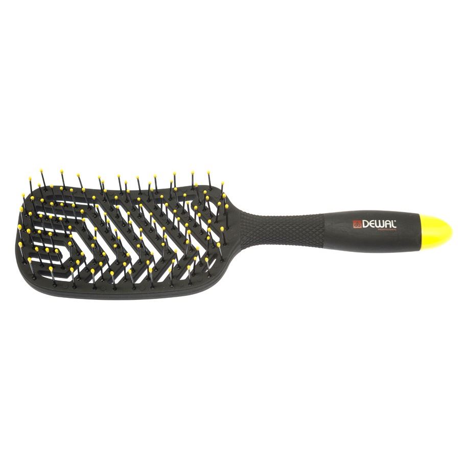Dewal Professional Брашинги, щетки, расчески BNN82 Щетка массажная "BANANA black" прямоугольная продувная, 13 рядов  Щетка массажная прямоугольная продувная, пластиковый штифт, 13 рядов