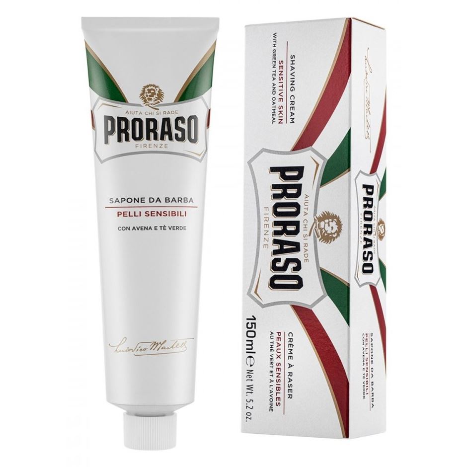 Proraso White  Shaving Cream Sensitive Skin Крем для бритья для чувствительной кожи с зеленым чаем и овсом