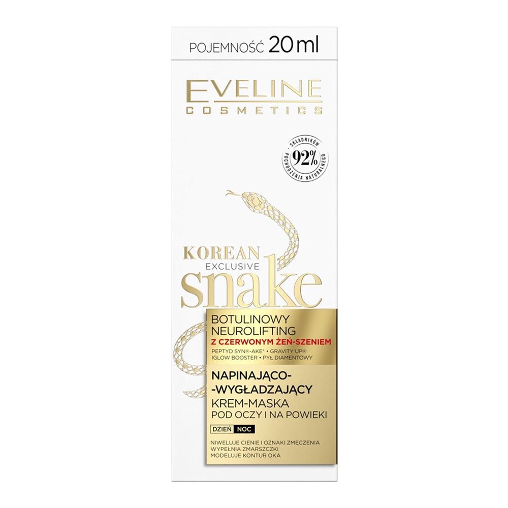 Eveline Face Care Korean Exclusive Snake Подтягивающе-разглаживающий крем-маска для кожи вокруг глаз Подтягивающе-разглаживающий крем-маска для кожи вокруг глаз с корейским красным женьшенем серии Korean Exclusive Snake