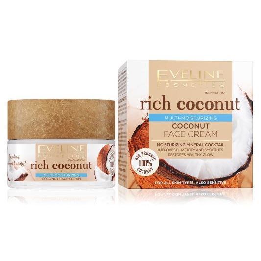 Eveline Face Care Rich Coconut Мультифункциональный кокосовый крем для лица для сухой и чувствительной кожи Мультифункциональный кокосовый крем для лица для сухой и чувствительной кожи