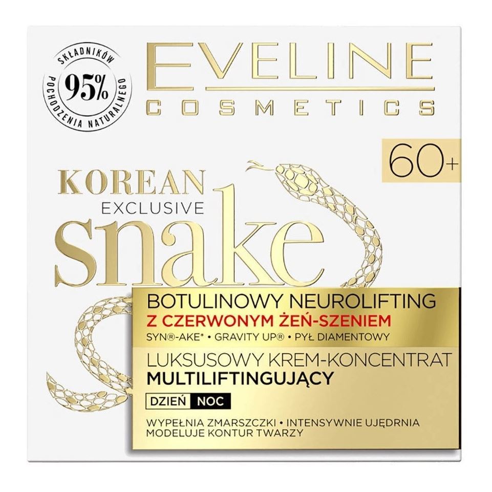 Eveline Face Care Korean Exclusive Snake Эксклюзивный крем-концентрат ультравосстановление 60+ Эксклюзивный крем-концентрат ультравосстановление с корейским красным женьшенем 60+
