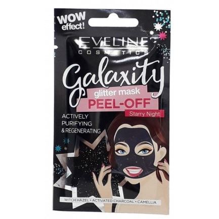 Eveline Face Care Galaxity Glitter Mask Peel-off Очищающе-регенерирующая маска с блестящими частичками Очищающе-регенерирующая маска с блестящими частичками