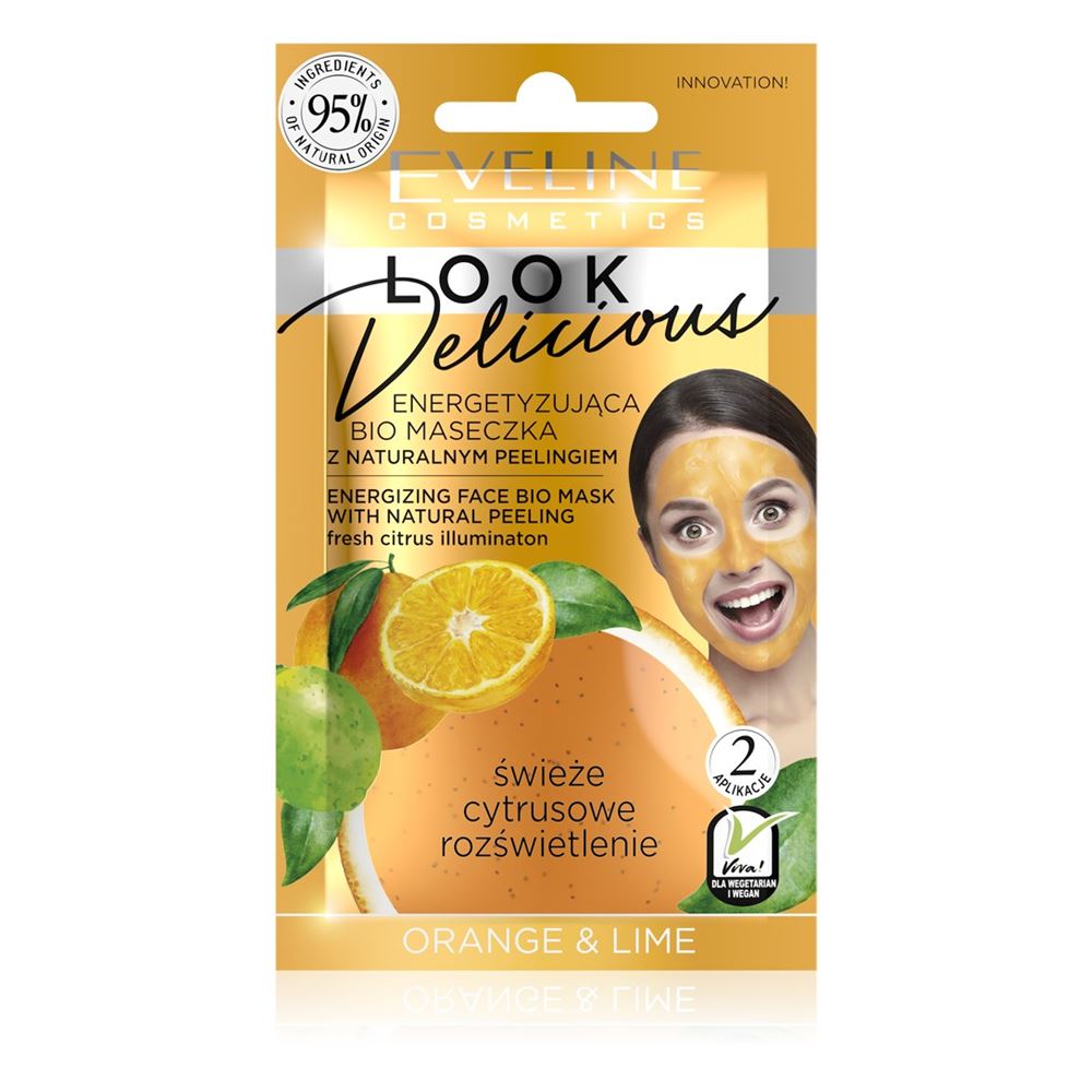 Eveline Face Care Look Delicious Orange & Lime Энергезирующая bio маска для лица с натуральным скрабом Энергезирующая bio маска для лица с натуральным скрабом