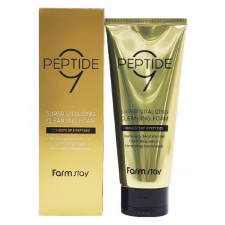 FarmStay Cleansing Peptide 9 Super Vitalizing Cleansing Foam Пенка омолаживающая очищающая с комплексом из 9 пептидов