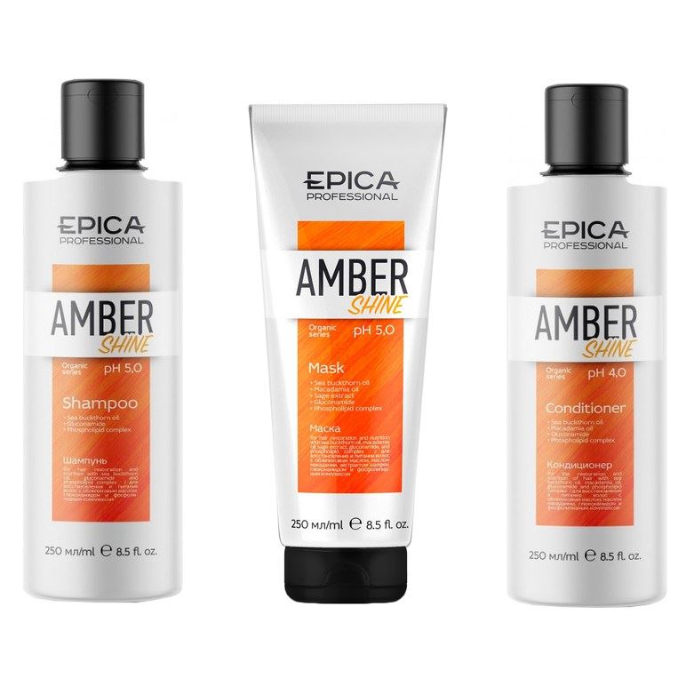 Epica Professional Deep Recover Набор Amber Shine Organic Set Набор: шампунь, кондиционер, маска