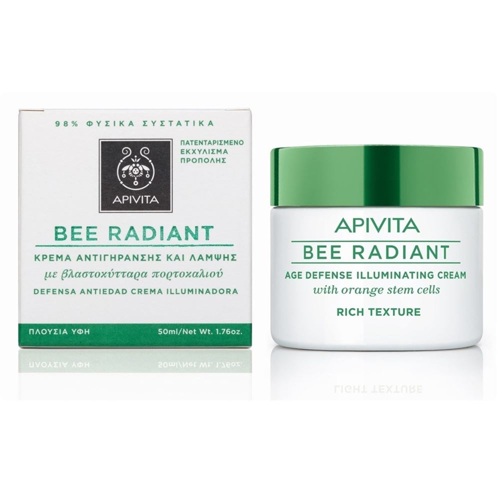 Apivita Bee Radiant Bee Radiant Age Defense Illuminating Cream Rich Texture Антивозрастной уход для защиты и сияния с насыщенной текстурой